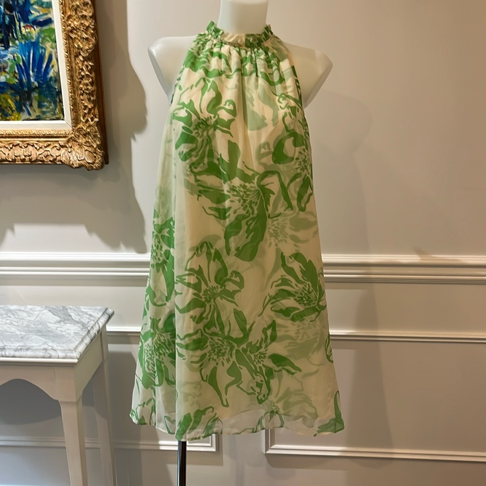 Banana Republic green & cream floral print mini dress
